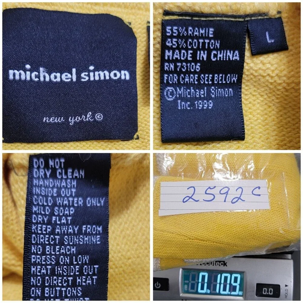 Michael Simon Womens Yellow Button Front Sweater Knit Vest Collared Size‎ L